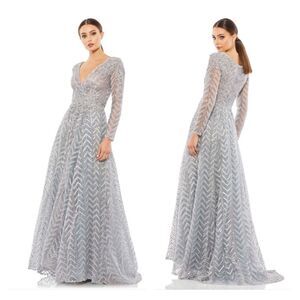 Mac Duggal 20189 Embellished Chevron Floral A-Line BallGown, Platinum, Size 12